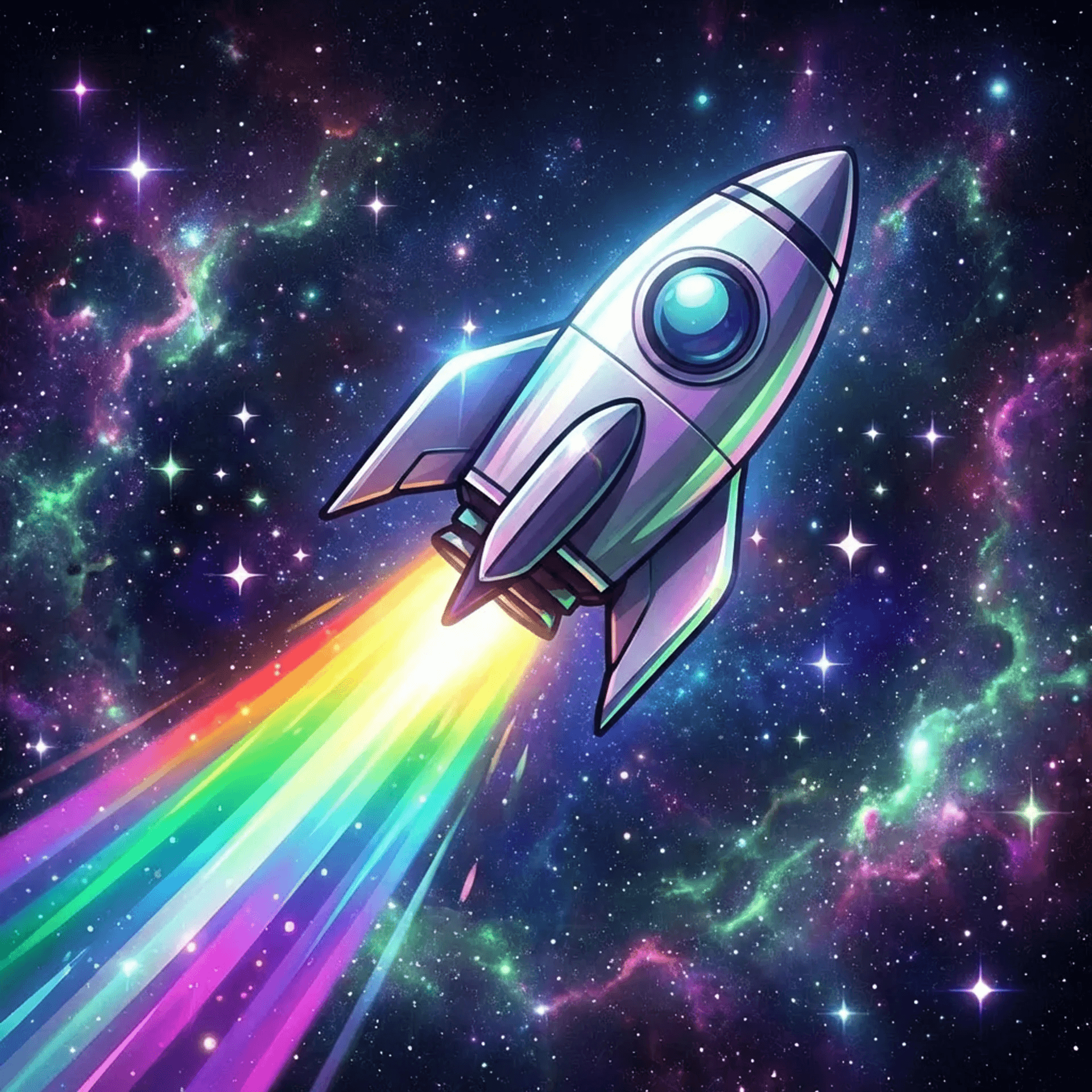 Moon Coin rocket soaring through the galaxy