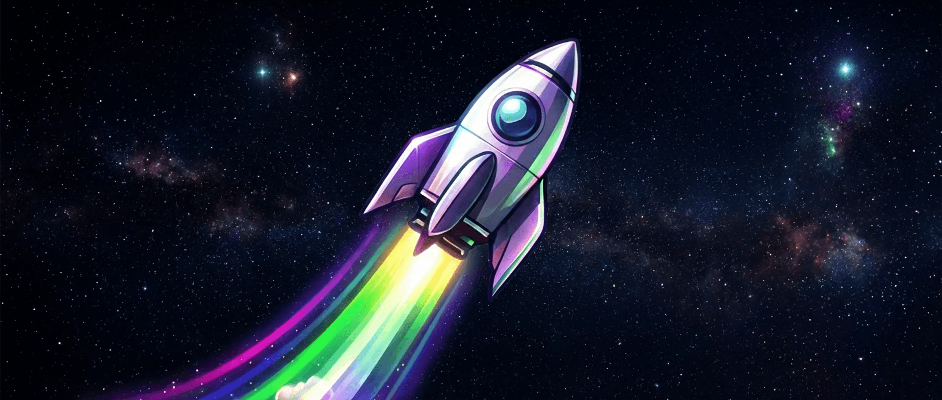 Moon Coin rocket launching through space